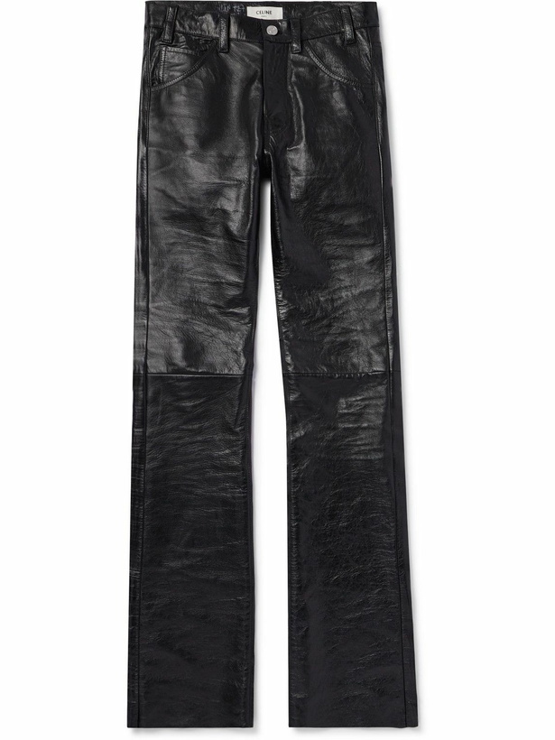 Photo: CELINE - Lou Straight-Leg Panelled Leather Trousers - Black