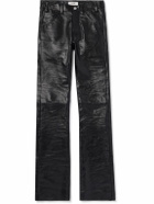 CELINE - Lou Straight-Leg Panelled Leather Trousers - Black