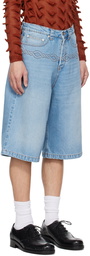 Stefan Cooke Blue Corded Denim Shorts