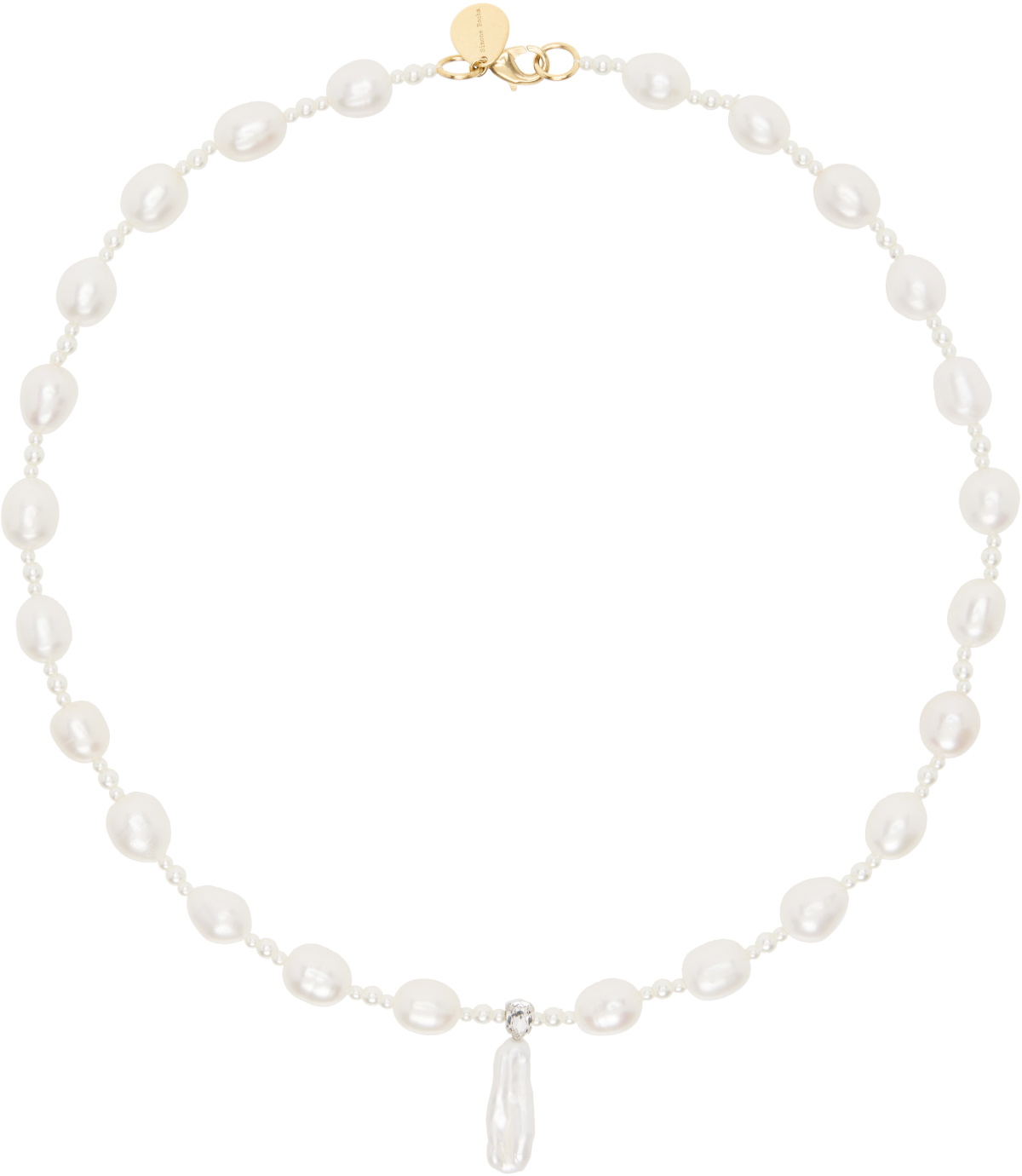 Simone Rocha White & Gold Staccato Pendant Pearl Necklace