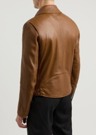 Alexander Mcqueen Grained Leather Biker Jacket Tan