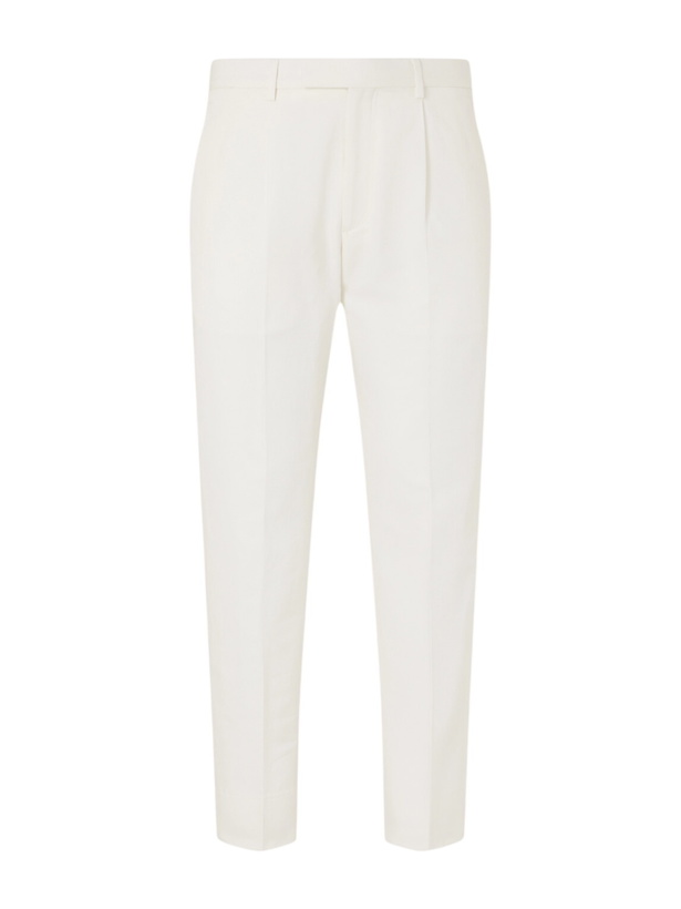 Photo: Zegna - Cotton and Linen-Blend Trousers - White
