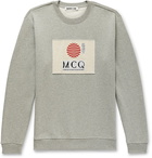 McQ Alexander McQueen - Appliquéd Mélange Fleece-Back Cotton-Jersey Sweatshirt - Gray