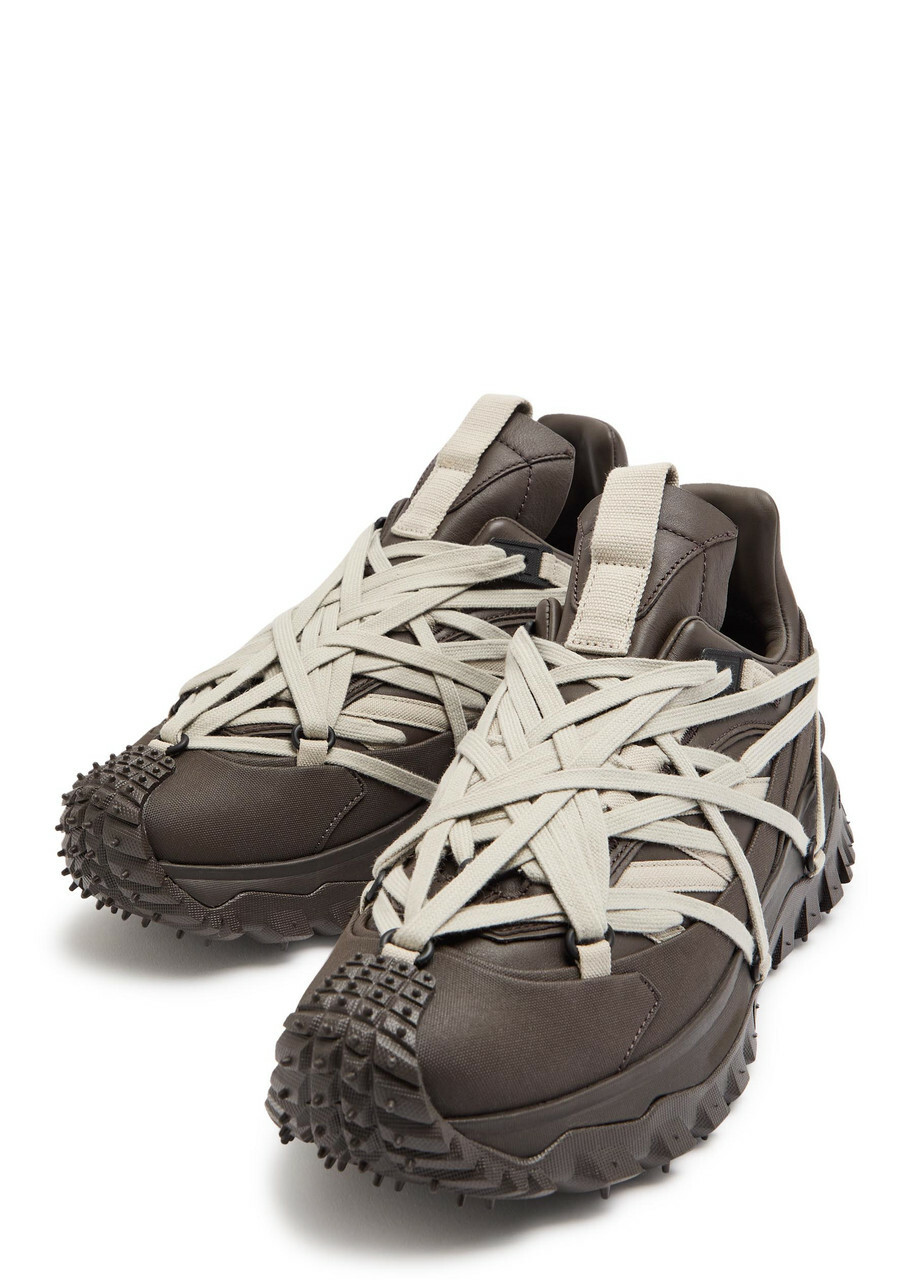 Rick Owens Trailgrip Megalace Leather Sneakers Grey