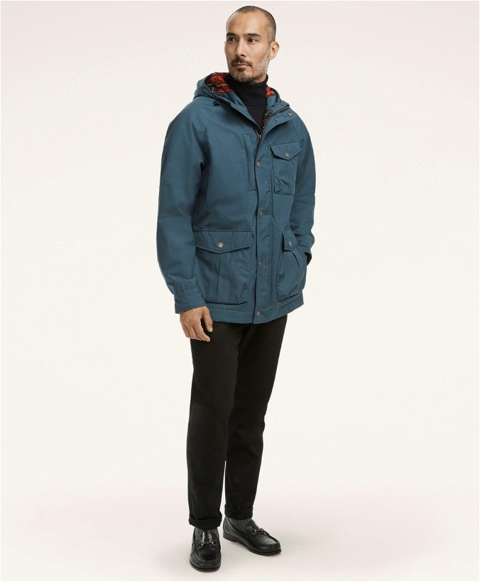 Photo: Brooks Brothers Men's Waxed-Cotton Hooded Barn Coat | Blue