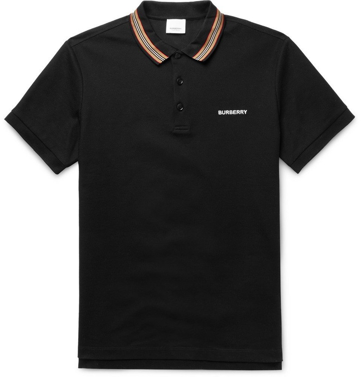 Photo: Burberry - Contrast-Tipped Cotton-Piqué Polo Shirt - Black