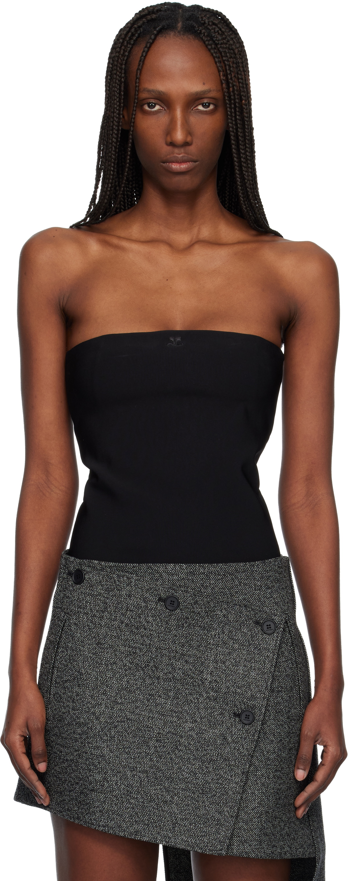 Courrèges Black Bustier Lingerie Jersey Bodysuit