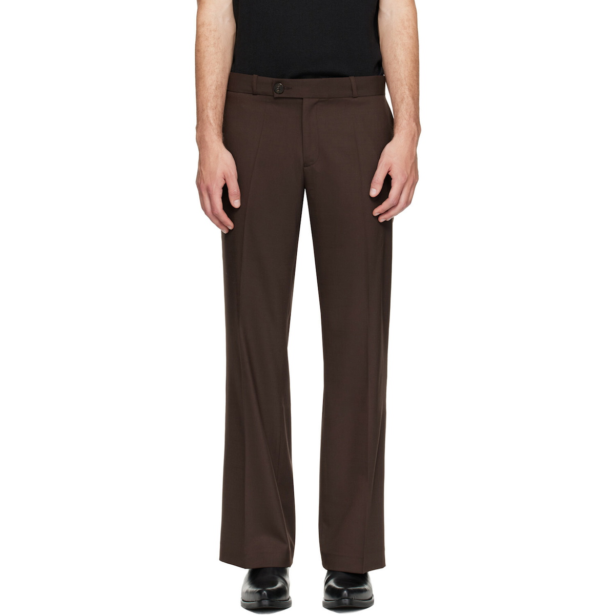 Ernest W. Baker Brown Loose Fit Flare Trousers
