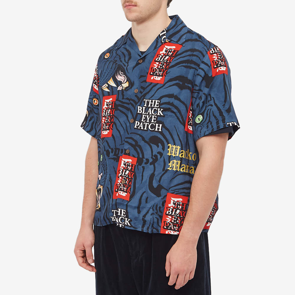 Wacko Maria x BlackEyePatch Short Sleeve Hawaiian Shirt in Navy