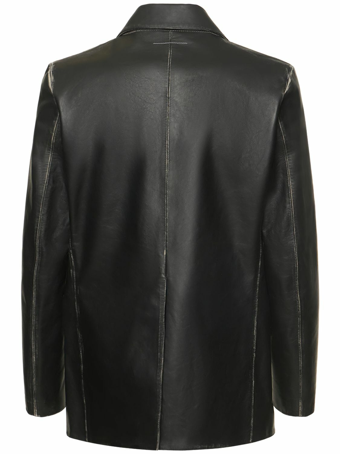 MM6 MAISON MARGIELA Vintage Effect Leather Blazer MM6 Maison
