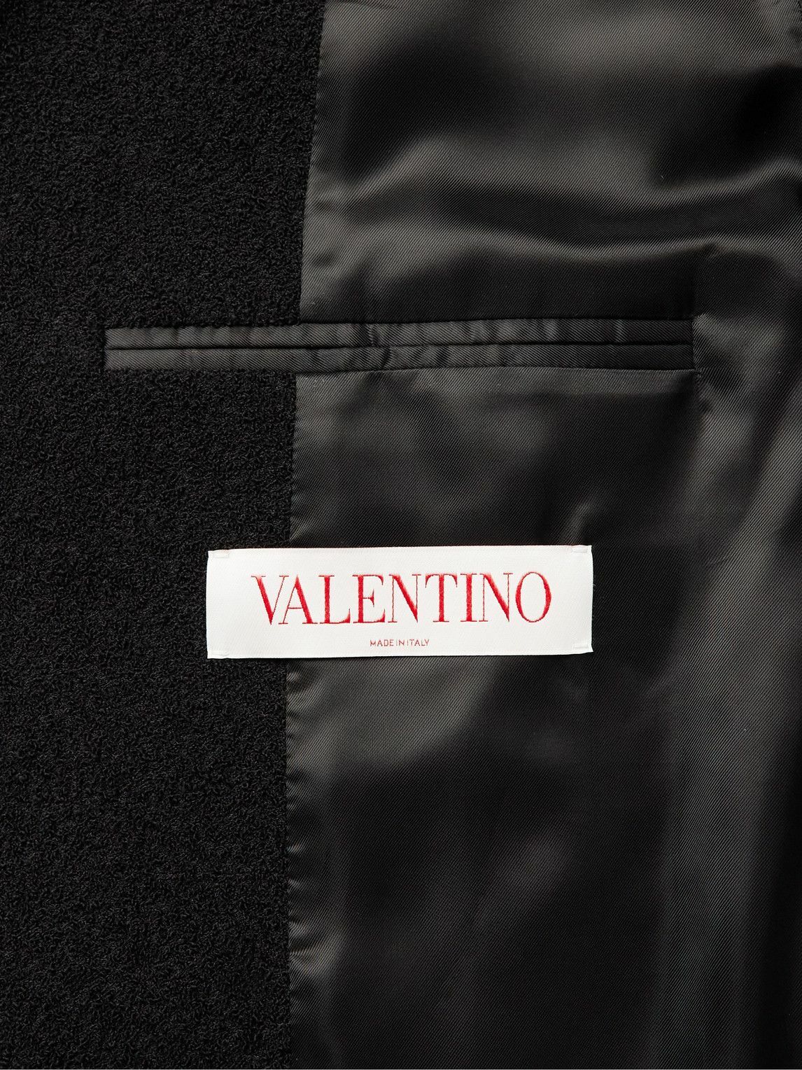 【3XL】 VALENTINO 2B テーラードジャケット ブラック 背抜き Valentino - Logo-Embroidered Double-Breasted Wool-Blend Bouclé