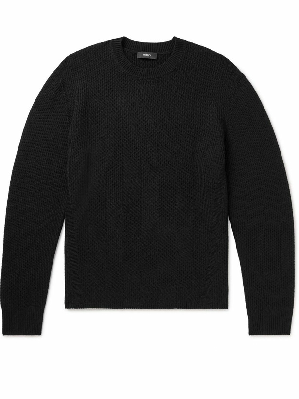 Photo: Theory - Ribbed Merino Wool Sweater - Black