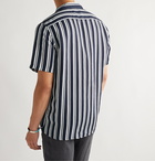 NN07 - Miyagi Camp-Collar Striped Tencel and Linen-Blend Shirt - Blue