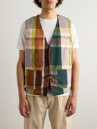 OrSlow - Hippie's Reversible Denim and Checked Cotton and Linen-Blend Gilet - Blue
