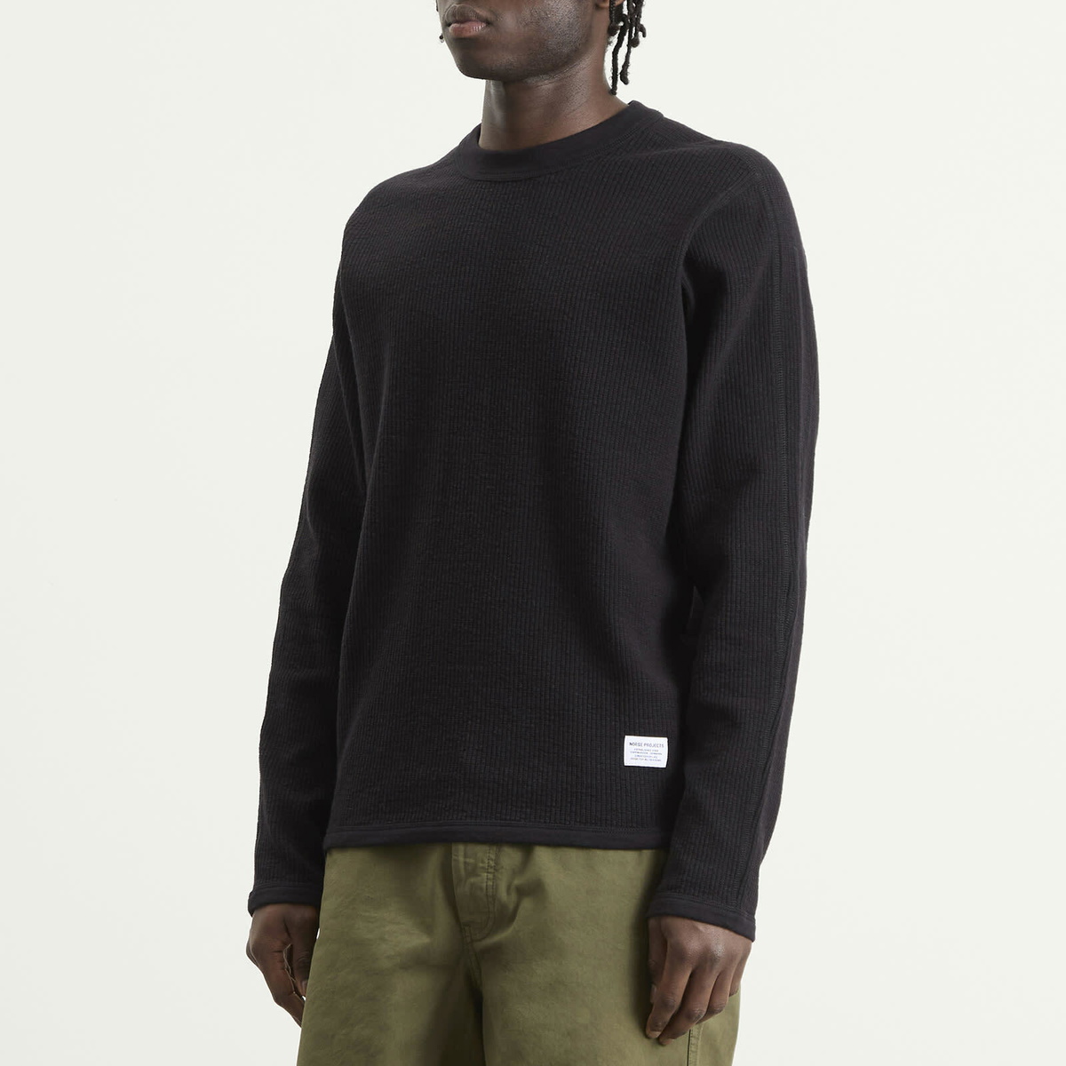 Norse Projects Men's Stevns Military Rib Long Sleeve T-Shirt in Black
