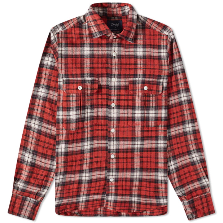 Photo: Drake's Men's Work Shirt in Red Check