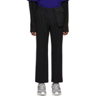 Juun.J Black Straight Pinstripe Trousers