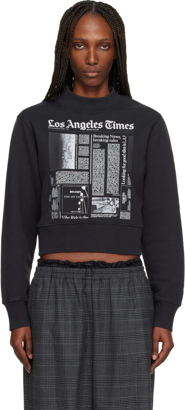 Photo: Palm Angels Black LA Times Edition News Fitted Crew Sweatshirt