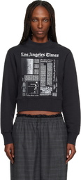 Palm Angels Black LA Times Edition News Fitted Crew Sweatshirt