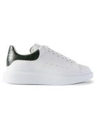 Alexander McQueen - Exaggerated-Sole Croc-Effect Trimmed Leather Sneakers - White