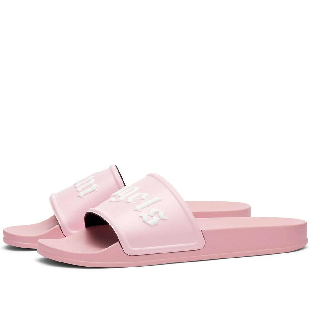 Palm Angels Pink Logo Slides Palm Angels