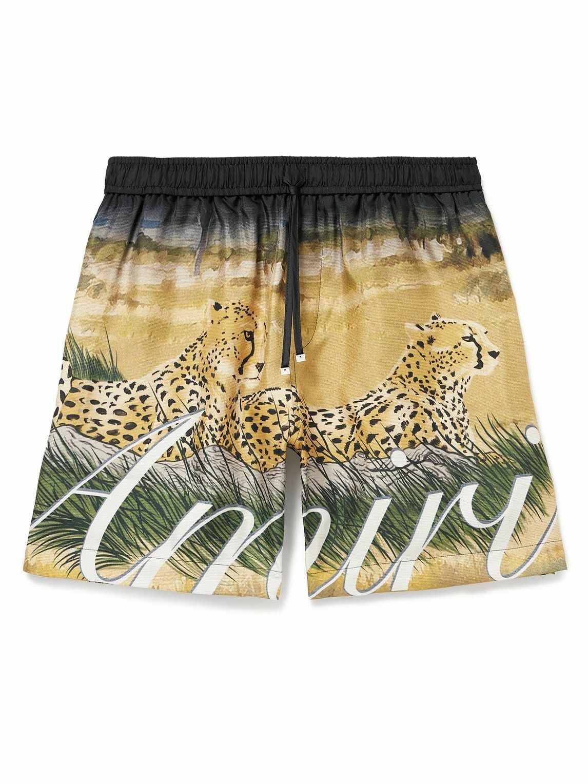 AMIRI - Printed Silk-Satin Drawstring Shorts - Neutrals Amiri