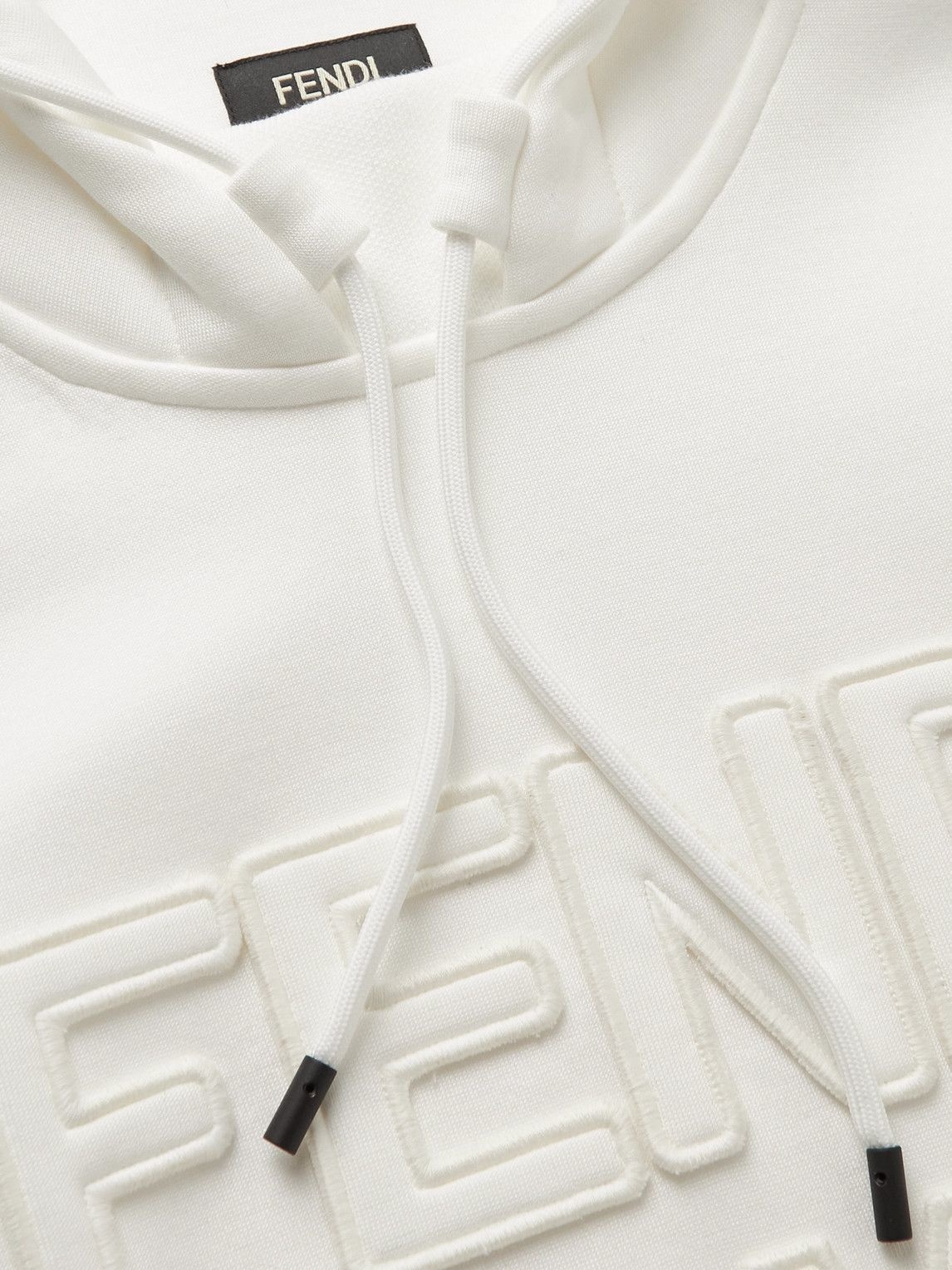 Fendi - Logo-Appliquéd Cotton-Blend Jersey Hoodie - White Fendi