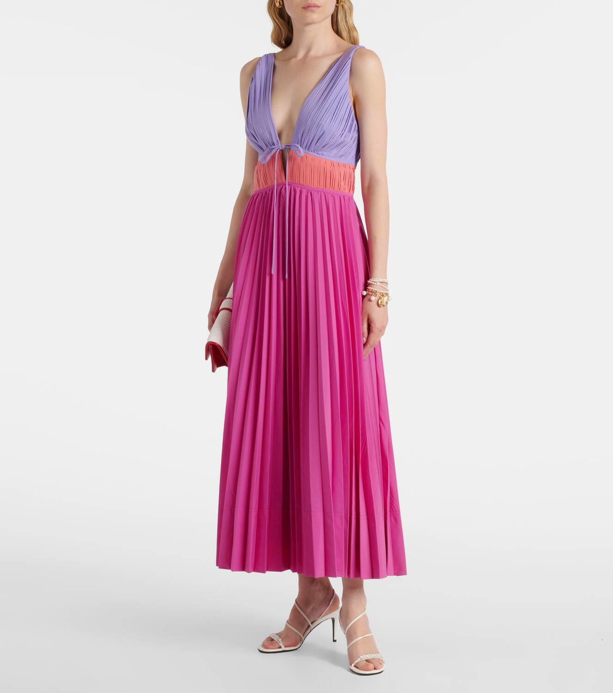 Simkhai Stephanie pleated poplin midi dress Simkhai