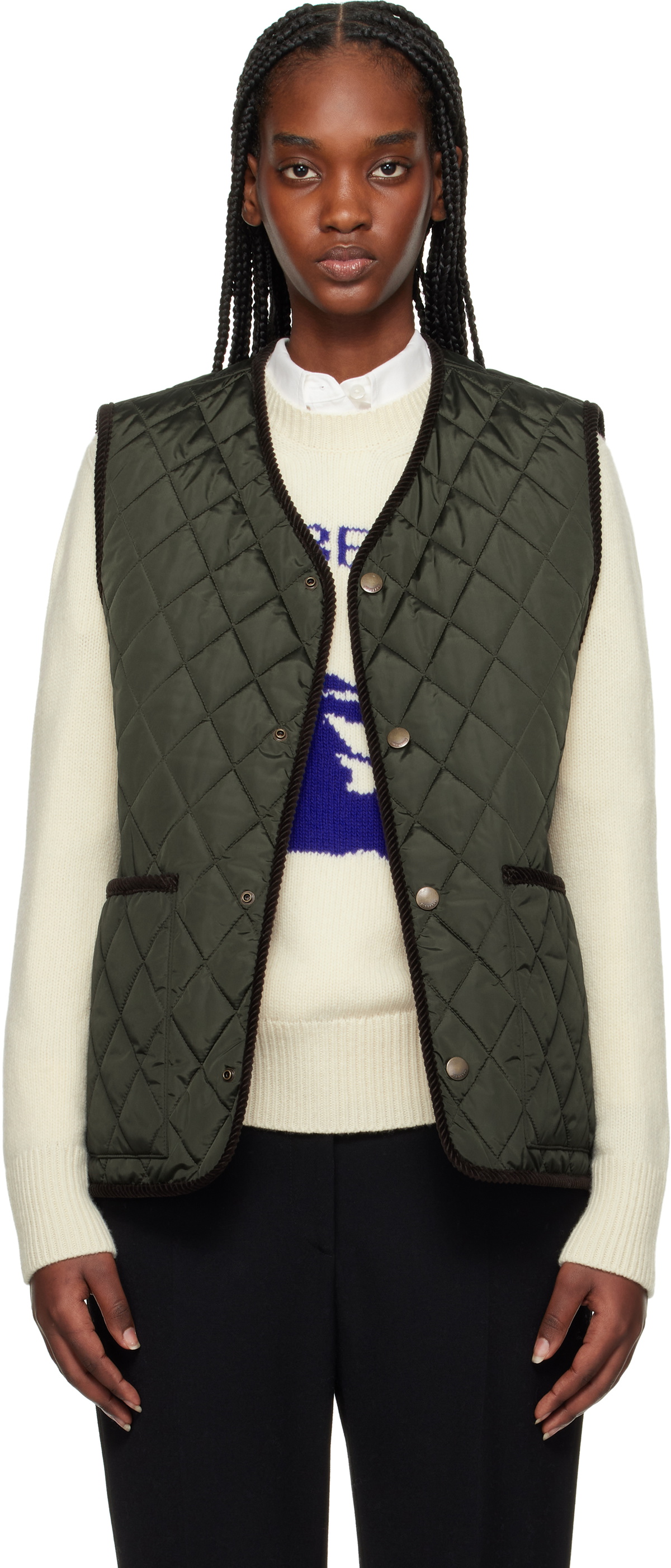 Burberry Green Quilted Nylon Vest