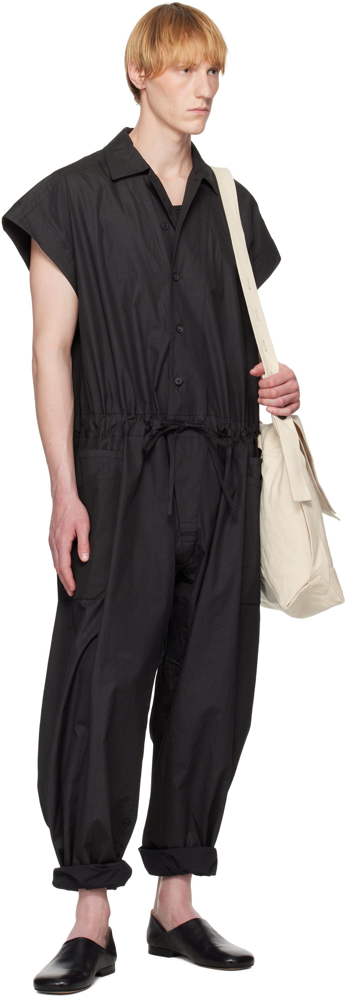 Jan-Jan Van Essche Black O-Project Coated Cloth #12 Jumpsuit