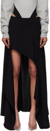 Mugler Black Asymmetrical Cascading Maxi Skirt