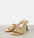 Loewe Petal crystal-embellished suede mules