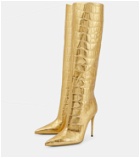 Dolce&Gabbana - Croc-effect leather knee-high boots