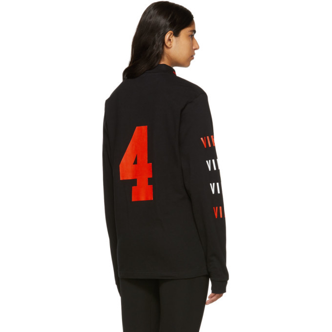 Vier Black Logo Long Sleeve Polo