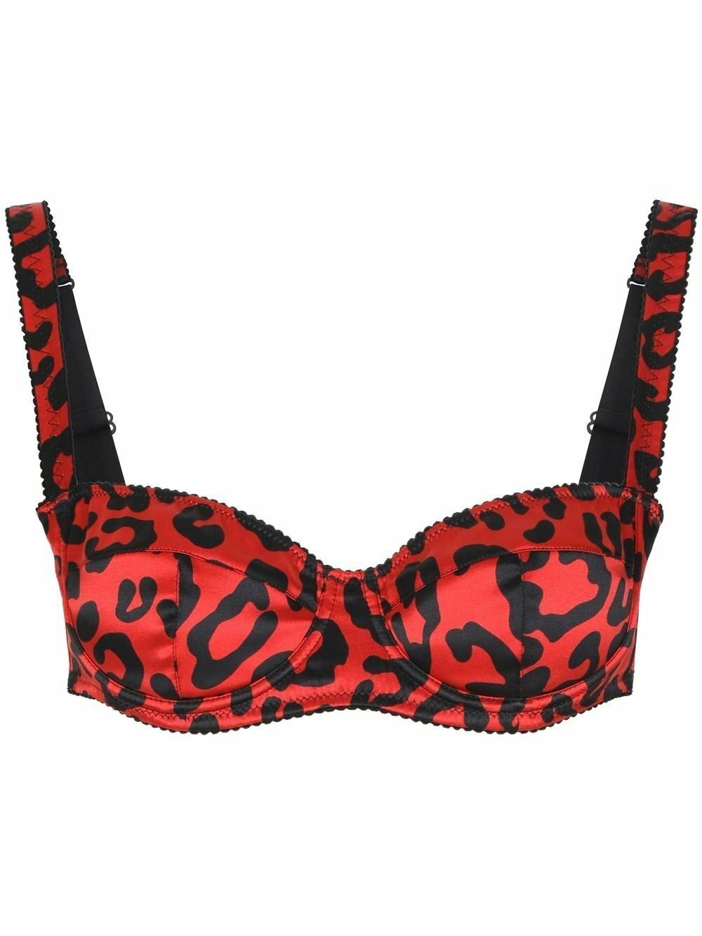 Dolce & Gabbana Red Leopard Print Silk Balconette Bra Dolce & Gabbana
