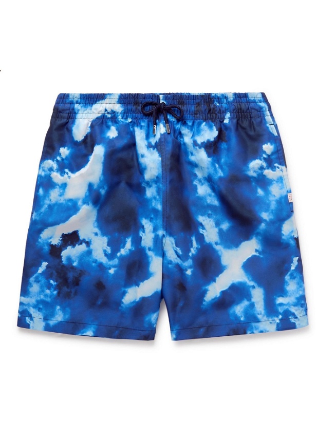 Photo: Derek Rose - Mid-Length Printed Swim Shorts - Blue
