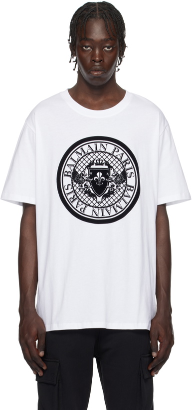 Photo: Balmain White 'Balmain Coin' T-shirt