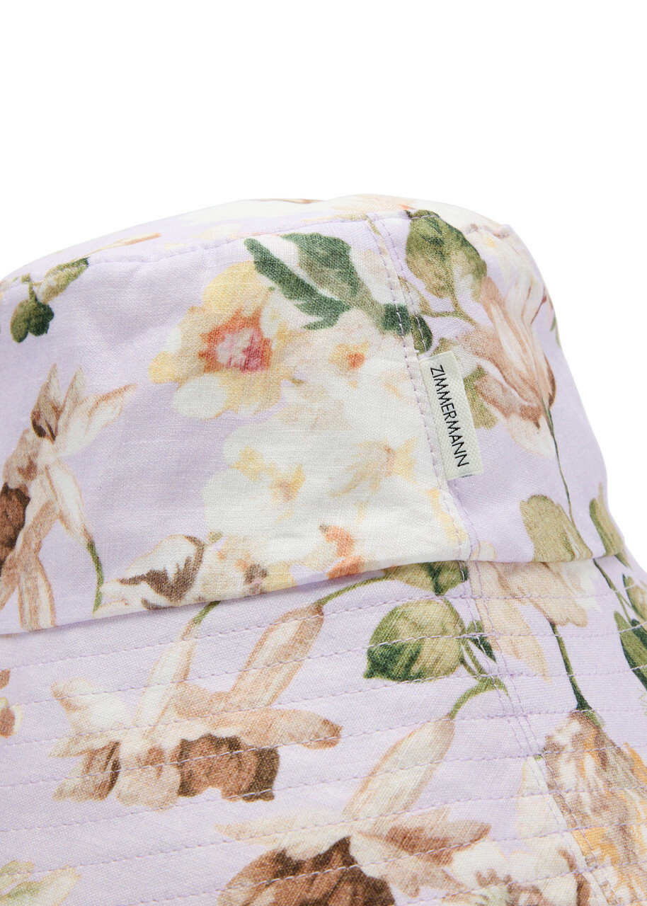 Zimmermann Printed Wide-brim Linen Bucket hat - Multi Floral