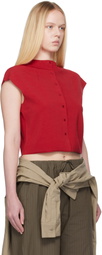 AMOMENTO Red Wholegarment Cap Sleeve Cardigan Vest