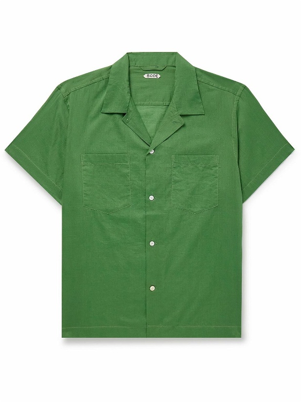 Photo: BODE - Camp-Collar Cotton-Voile Shirt - Green