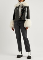 Kitri Bonnie Faux Shearling-trimmed Vinyl Jacket Black