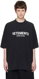 VETEMENTS Black 'Limited Edition' T-Shirt