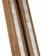 Lorenzi Milano - Leather and Mother-of-Pearl Trimmed Wood and Brass Wardrobe Valet
