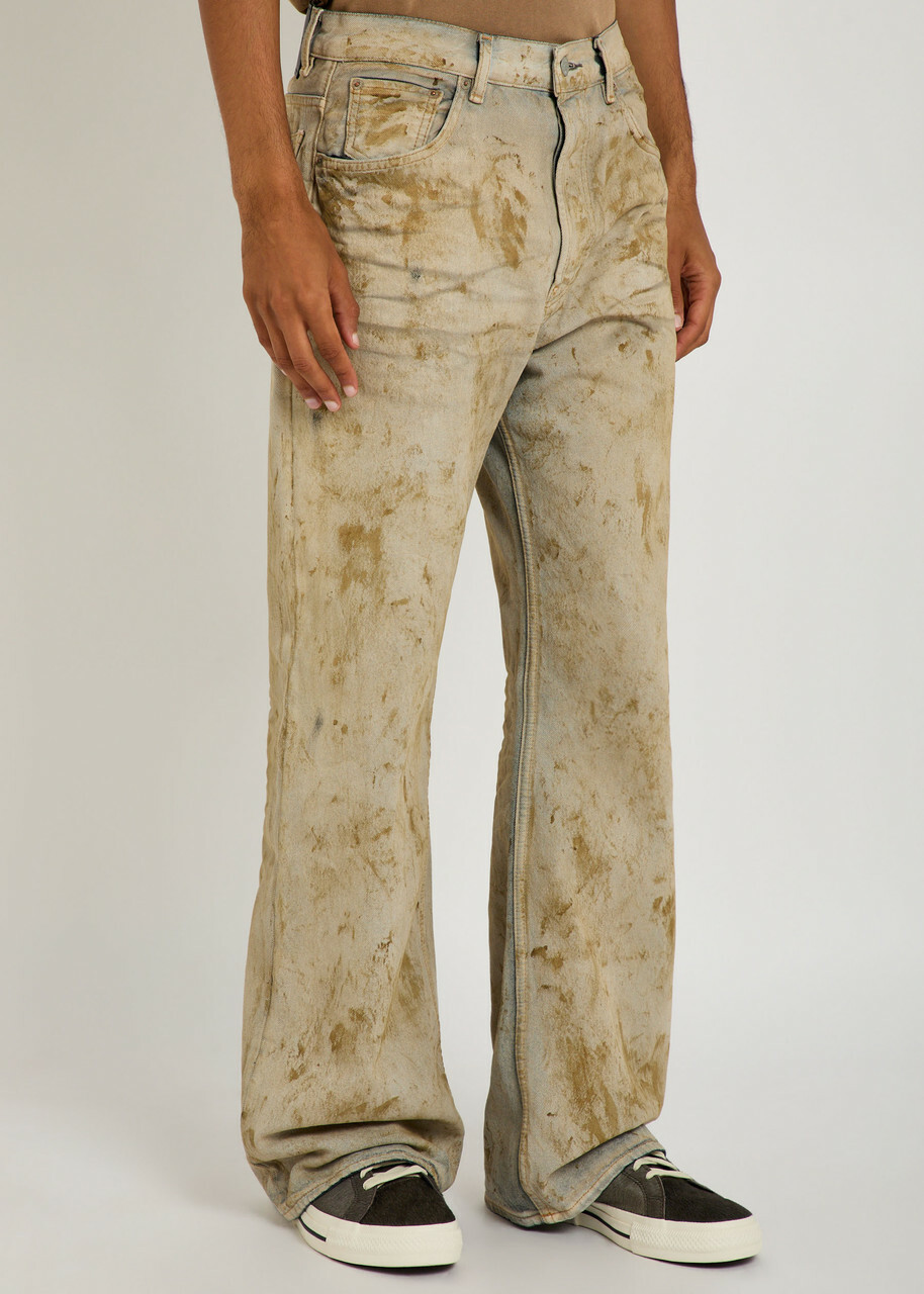 Acne Studios Dirt Effect Wide-leg Denim Jeans Beige