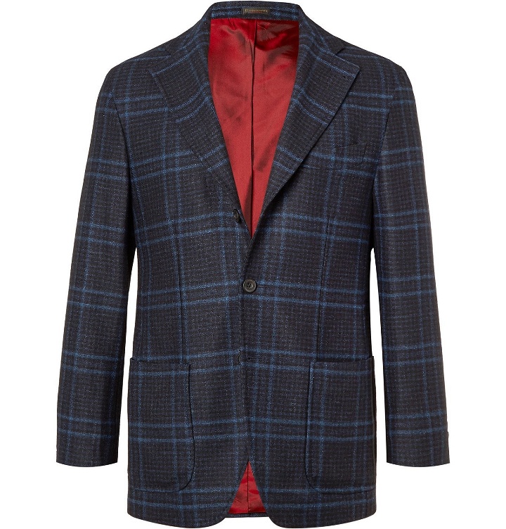 Photo: Rubinacci - Prince of Wales Checked Virgin Wool, Silk and Cashmere-Blend Blazer - Blue