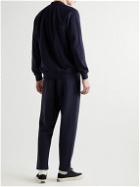 Ermenegildo Zegna - Logo-Embroidered Cotton-Blend Jersey Zip-Up Sweatshirt and Track Pants Set - Blue