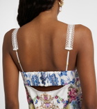 Camilla Embellished printed silk satin midi dress