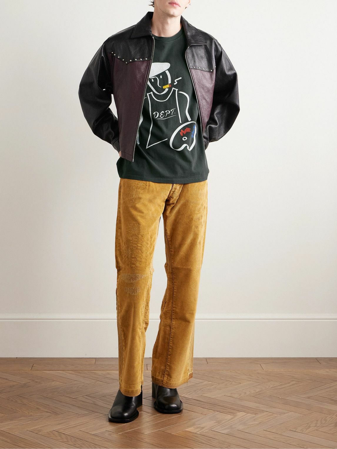 Gallery Dept. - Glittered Logo-Print Cotton-Jersey T-Shirt - Black