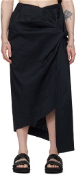 ISSEY MIYAKE Black Twisted Midi Skirt
