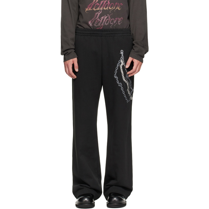 Photo: We11done Black Chain Embroidered Sweatpants